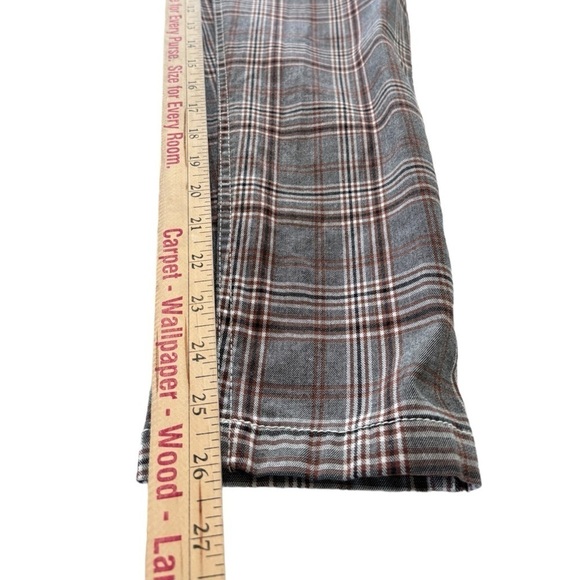 Cotton On Oxford Trouser Plaid Pleated Straight Fit Tapered Ankle Waist Size 32 - Picture 9 of 12